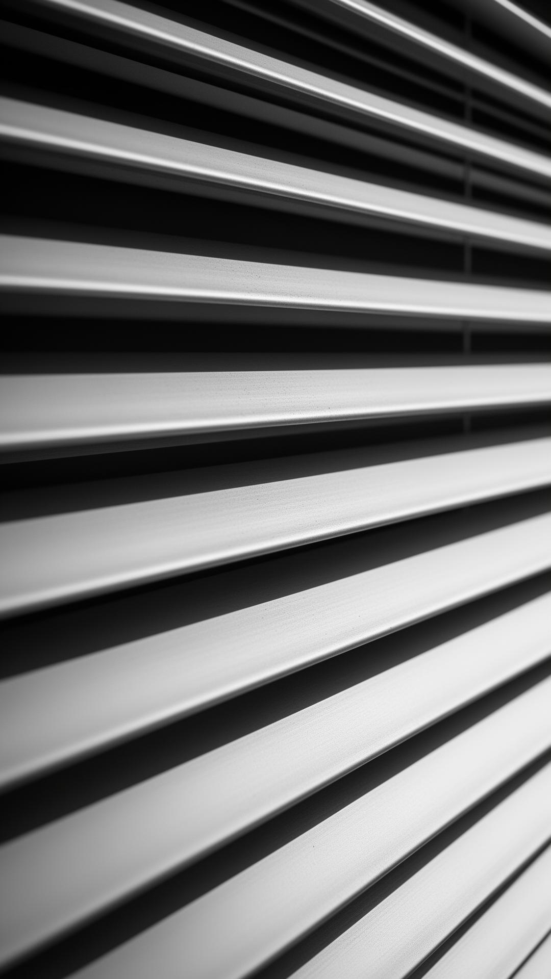 Detail aus Aluminium-Lamellen mit präzisem Schattenwurf